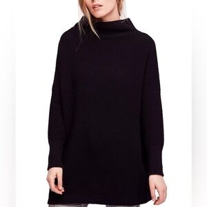Free People Black Ottoman Ribbed Tunic Sweater